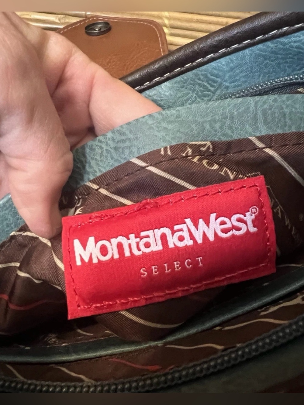 Montana West Turquoise and Brown Studded Western Crossbody Bag - Picture 4 of 8